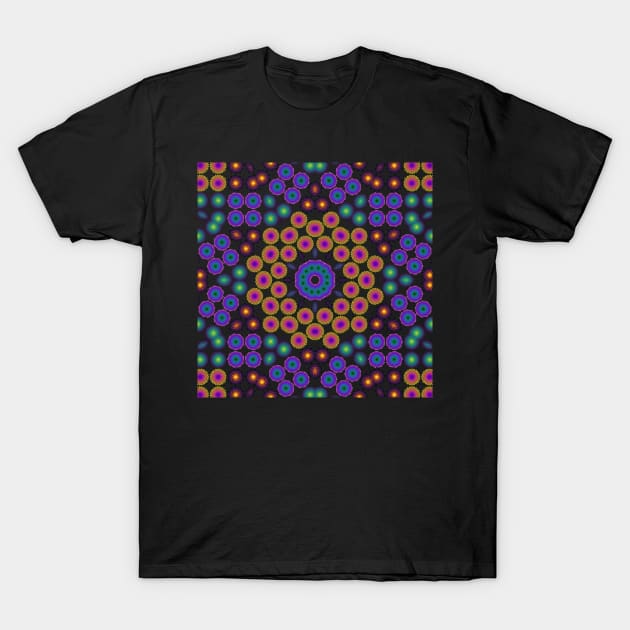 Spiral Swirls Kaleidoscope | Hexagon Neon Rainbow T-Shirt by aRtVerse